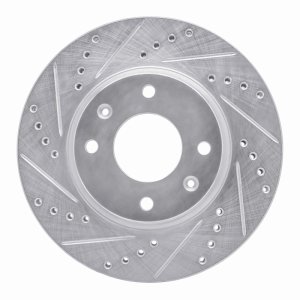 Hyundai Sonata Brake Rotor (1) - Front Left - R1 Concepts - Drilled & Slotted - Silver - `02-`06
